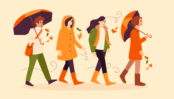 秋天装扮的人们矢量素材(AI/EPS/PNG)