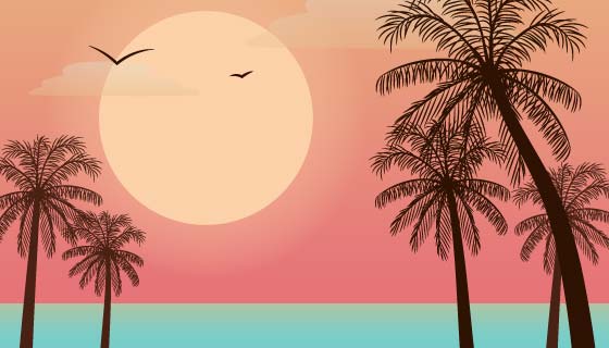 扁平风格自然景观背景矢量素材(AI/EPS)