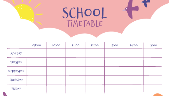 手绘风格课程表矢量素材(AI/EPS)