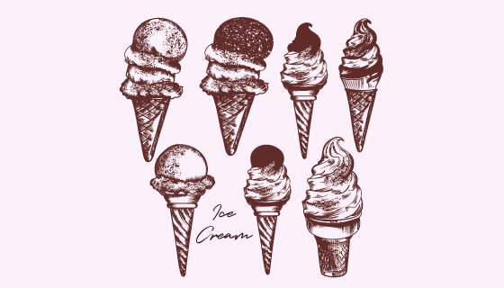 手绘冰淇淋矢量素材(EPS/PNG)