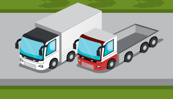 停在路边的卡车矢量素材(EPS)