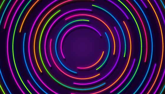 彩色圆形霓虹灯背景矢量素材(AI/EPS)