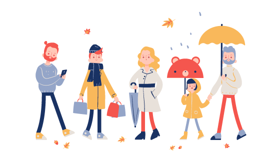 秋天装扮的人们矢量素材(AI/EPS/PNG)