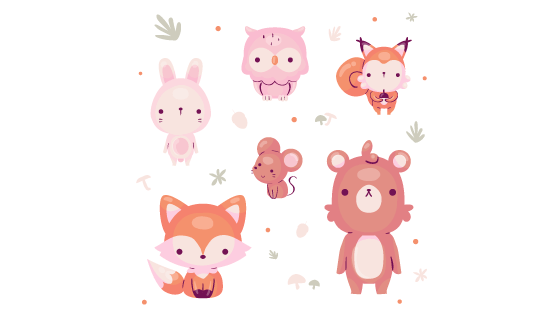 手绘可爱的动物矢量素材(AI/EPS/PNG)