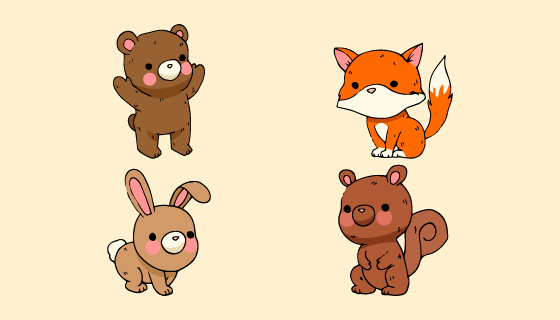 手绘风格可爱动物矢量素材(AI/EPS/PNG)