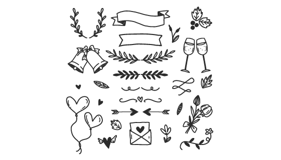 手绘黑板婚礼元素矢量素材(AI/EPS/PNG)