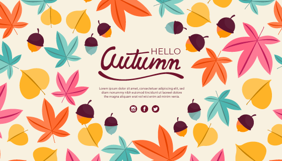 多彩叶子秋天背景矢量素材(AI/EPS/PNG)