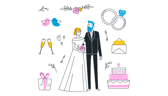 新郎新娘和婚礼元素矢量素材(AI/EPS/PNG)