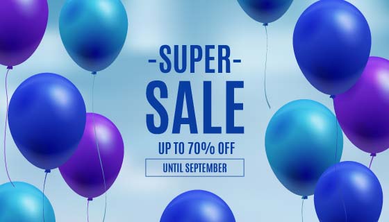 蓝色气球促销背景矢量素材(AI/EPS)