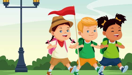 卡通风格儿童夏令营矢量素材(EPS)