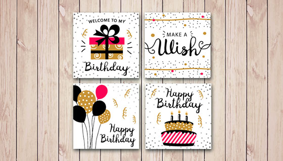 扁平化生日贺卡矢量素材(EPS)