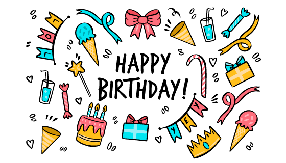 手绘生日快乐元素背景矢量素材(AI/EPS/PNG)