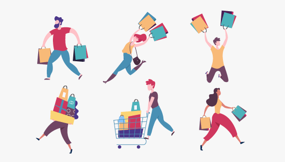 疯狂购物的人们矢量素材(AI/EPS/PNG)