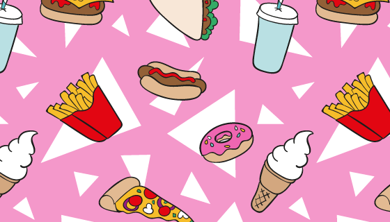 手绘食物图案背景矢量素材(AI/EPS)