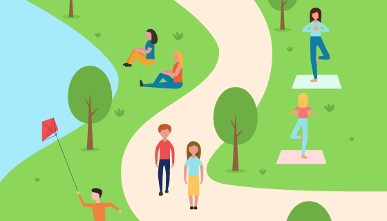 在公园里休闲的人们矢量素材(AI/EPS)