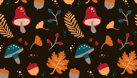 手绘叶子果实秋天背景矢量素材(AI/EPS)