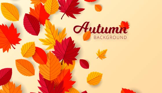 金色红色叶子秋天背景矢量素材(AI/EPS)