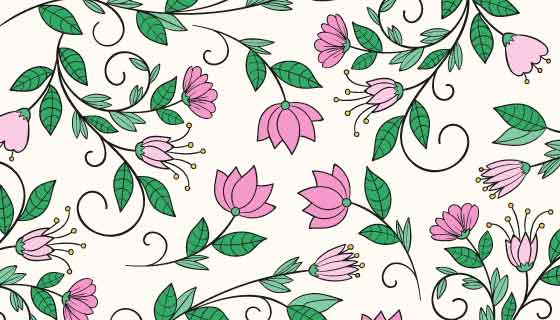手绘花卉叶子背景矢量素材(AI/EPS/PNG)