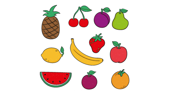 手绘扁平风格水果矢量素材(AI/EPS/PNG)