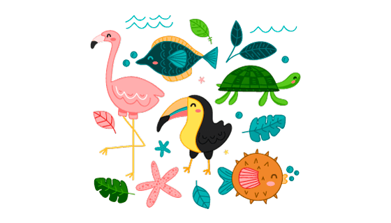 手绘热带动物矢量素材(AI/EPS/PNG)