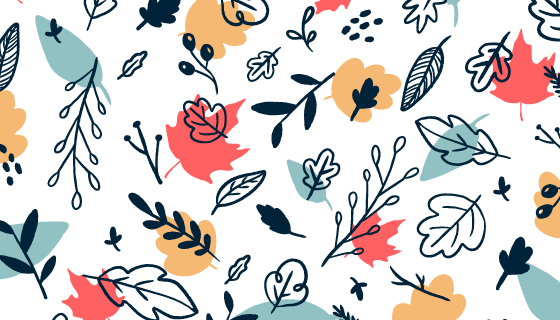 手绘涂鸦叶子背景矢量素材(AI/EPS/PNG)