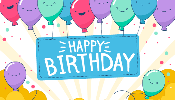 可爱气球设计生日快乐背景矢量素材(AI/EPS)