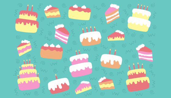 手绘生日蛋糕图案背景矢量素材(AI/EPS/PNG)