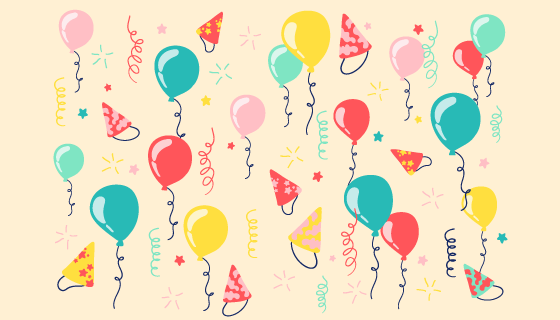 手绘风格气球图案背景矢量素材(AI/EPS/PNG)