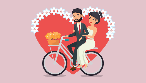 骑自行车的新浪新娘矢量素材(EPS)