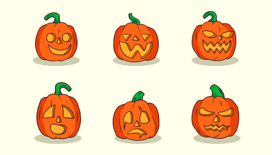 手绘风格万圣节南瓜矢量素材(AI/EPS/PNG)