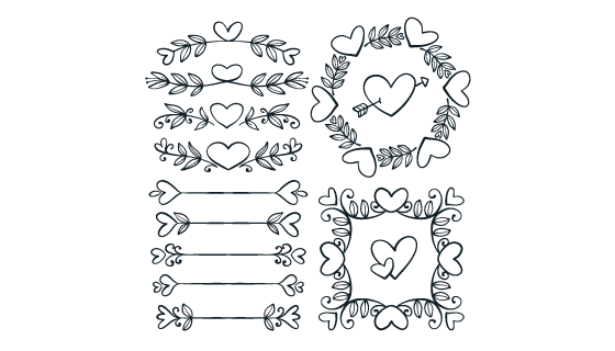 手绘黑白婚纱饰品矢量素材(AI/EPS/PNG)