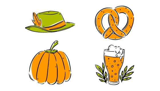 手绘啤酒节元素矢量素材(AI/EPS/PNG)