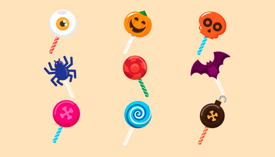 各种各样的万圣节糖果矢量素材(AI/EPS/PNG)