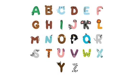 可爱动物英文字母矢量素材(AI/EPS/PNG)