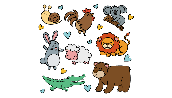 手绘风格可爱动物矢量素材(AI/EPS/PNG)