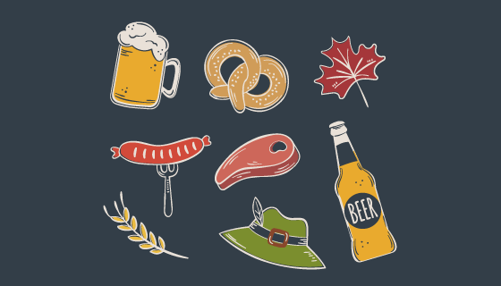 手绘啤酒节元素矢量素材(AI/EPS/PNG)