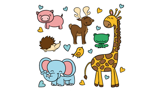 手绘风格可爱动物矢量素材(AI/EPS/PNG)