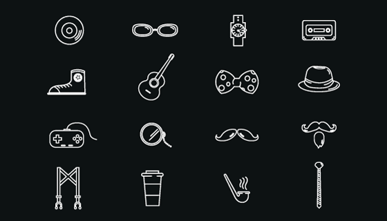 白色线条图标矢量素材(AI/EPS/PNG)