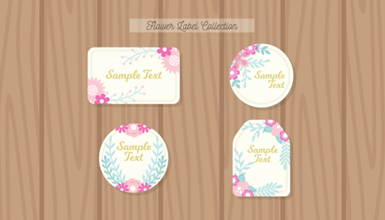 柔和的花饰标签矢量素材(EPS/AI)
