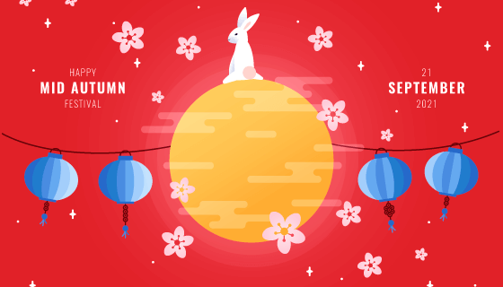 红色喜庆中秋节背景矢量素材(AI/EPS)