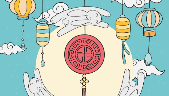 手绘风格中秋节矢量素材(AI/EPS)