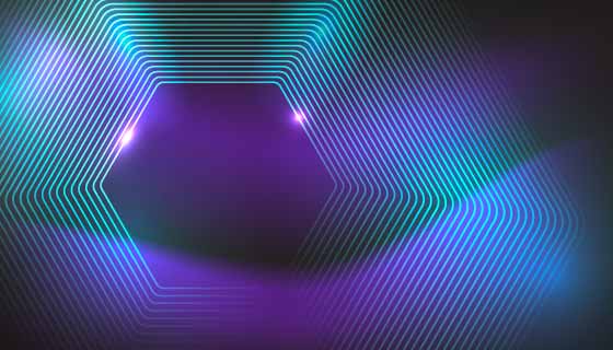 抽象六边形霓虹灯背景矢量素材(AI/EPS)