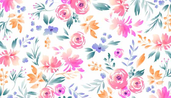 手绘漂亮花卉背景矢量素材(AI/EPS/PNG)