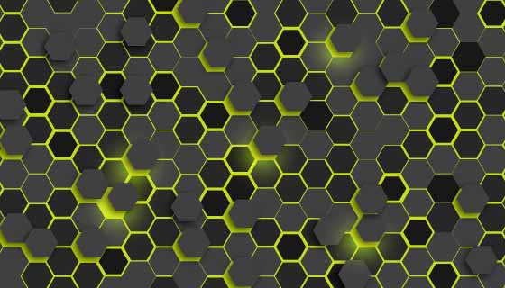 黄色抽象蜂窝背景矢量素材(AI/EPS)