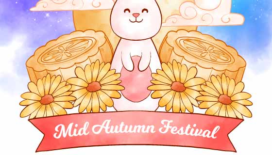 水彩风格中秋节矢量素材(AI/EPS)