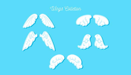 5款白色翅膀矢量素材(EPS/AI)