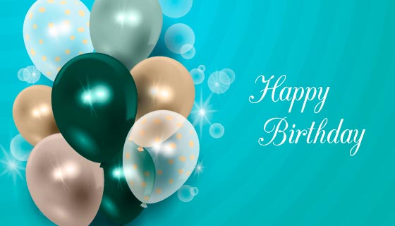 逼真气球设计生日快乐背景矢量素材(AI/EPS)