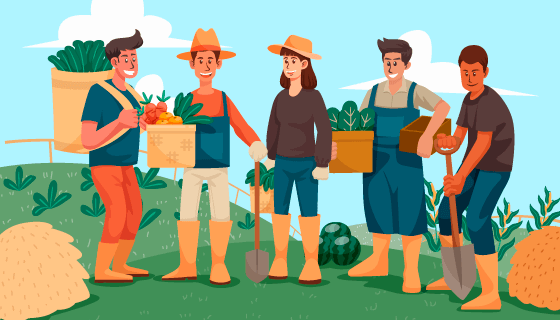 农场上工作的人们矢量素材(AI/EPS)