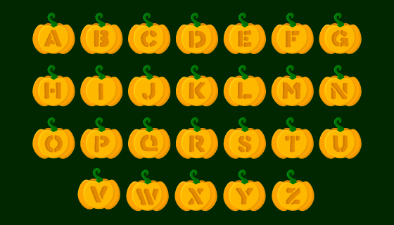 万圣节南瓜字母矢量素材(AI/EPS/PNG)