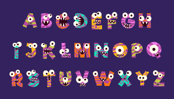 万圣节怪物字母矢量素材(AI/EPS/PNG)